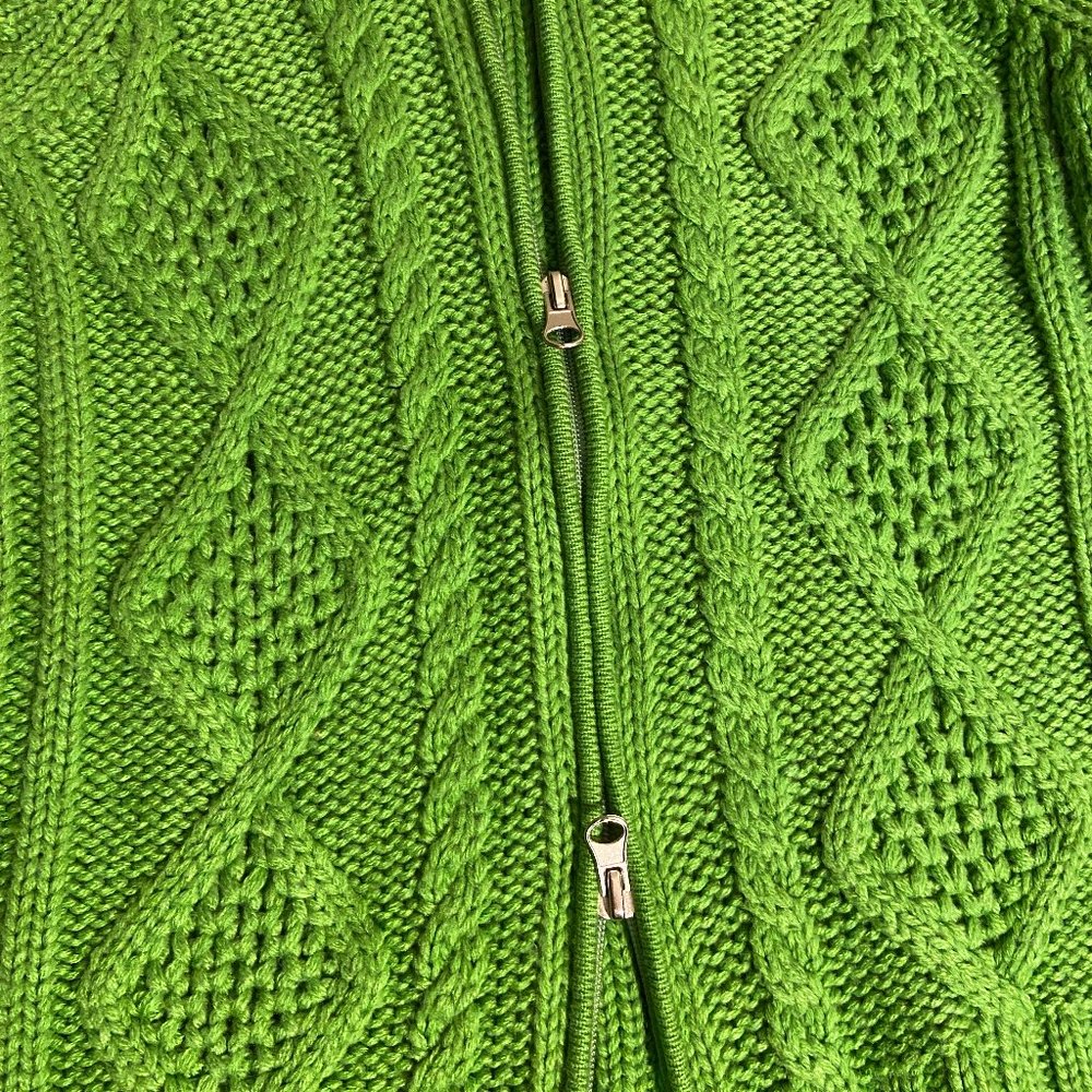 Y2K Kelly Green Cropped Knit Zip-Up - Picture 4 of 4